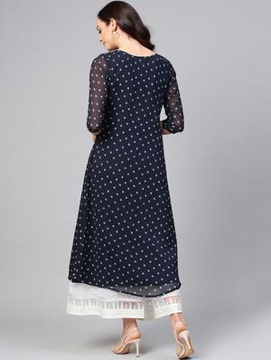 geometric printed layered kurta - 15827721 - Standard Image - 3
