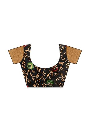 black silk printed saree with blouse - 15827928 - Standard Image - 3