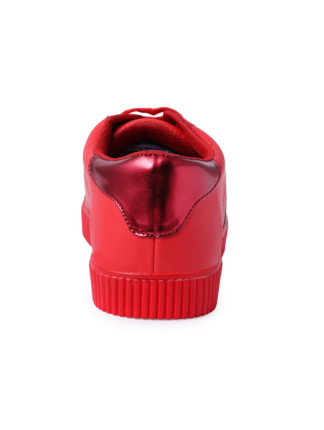 red leatherette lace up sneakers - 15828452 - Zoom Image - 3