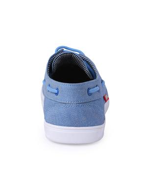 blue canvas lace up boat shoes - 15828465 - Standard Image - 3