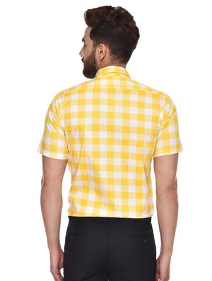 yellow checkered casual shirt - 15829394 - Standard Image - 3
