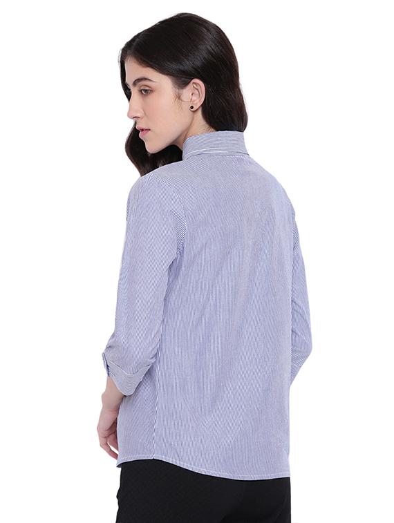 curved hem pinstriped shirt - 15831803 - Zoom Image - 3