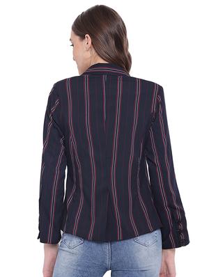 back slit striped casual blazer - 15831821 - Standard Image - 3