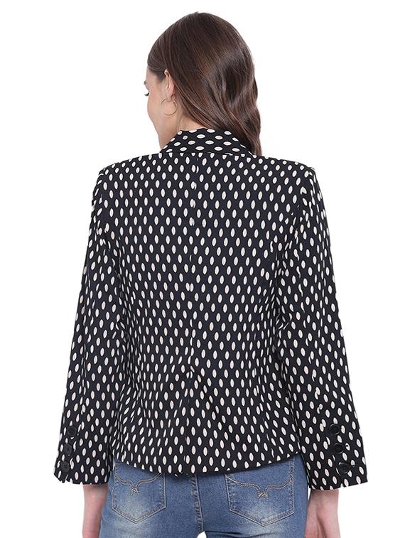 back slit polka dots blazer - 15831823 - Zoom Image - 3