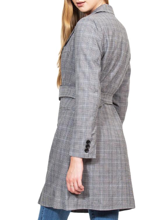 Button detail checkered belted coat - 15834793 - Zoom Image - 3