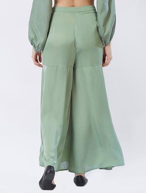 sage green flared palazzo - 15835204 - Standard Image - 3