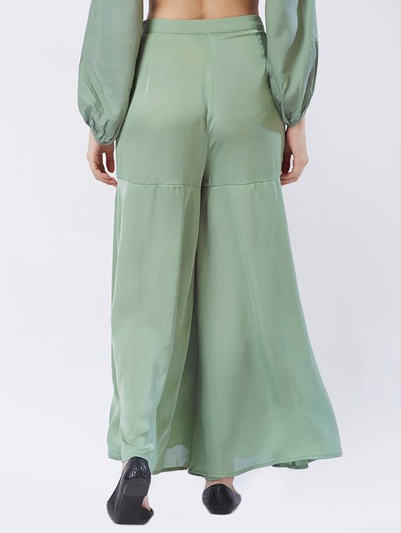sage green flared palazzo - 15835204 - Zoom Image - 3