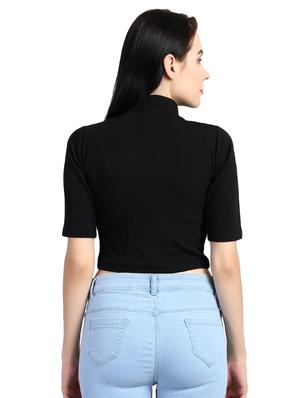 mock neck crop top - 15835438 - Standard Image - 3
