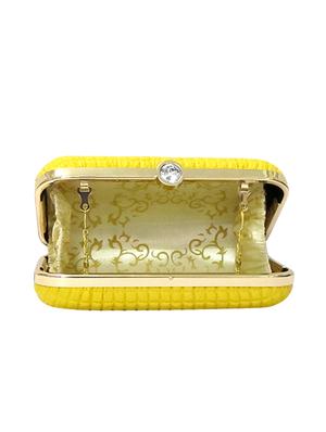 yellow leatherette (pu) box clutch - 15836285 - Standard Image - 3