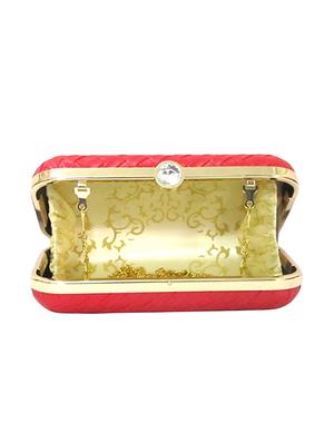 red leatherette (pu) box clutch - 15836286 - Standard Image - 3