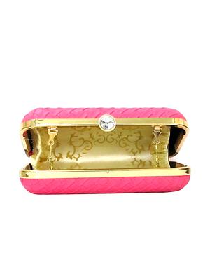 pink leatherette (pu) box clutch - 15836287 - Standard Image - 3