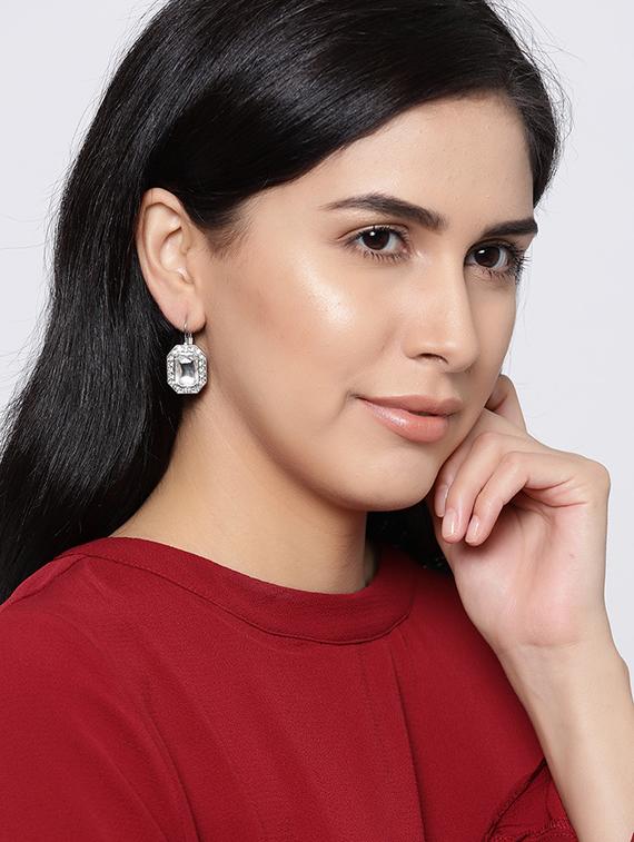 silver plated drop earring - 15839075 - Zoom Image - 3