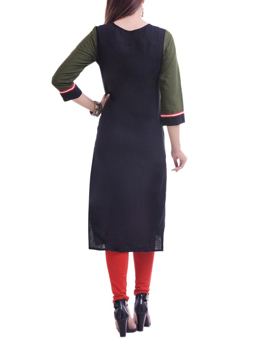 color block straight kurta with tassels - 15839788 - Zoom Image - 3