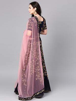 embroidered floral blue flared lehenga - 15839997 - Standard Image - 3