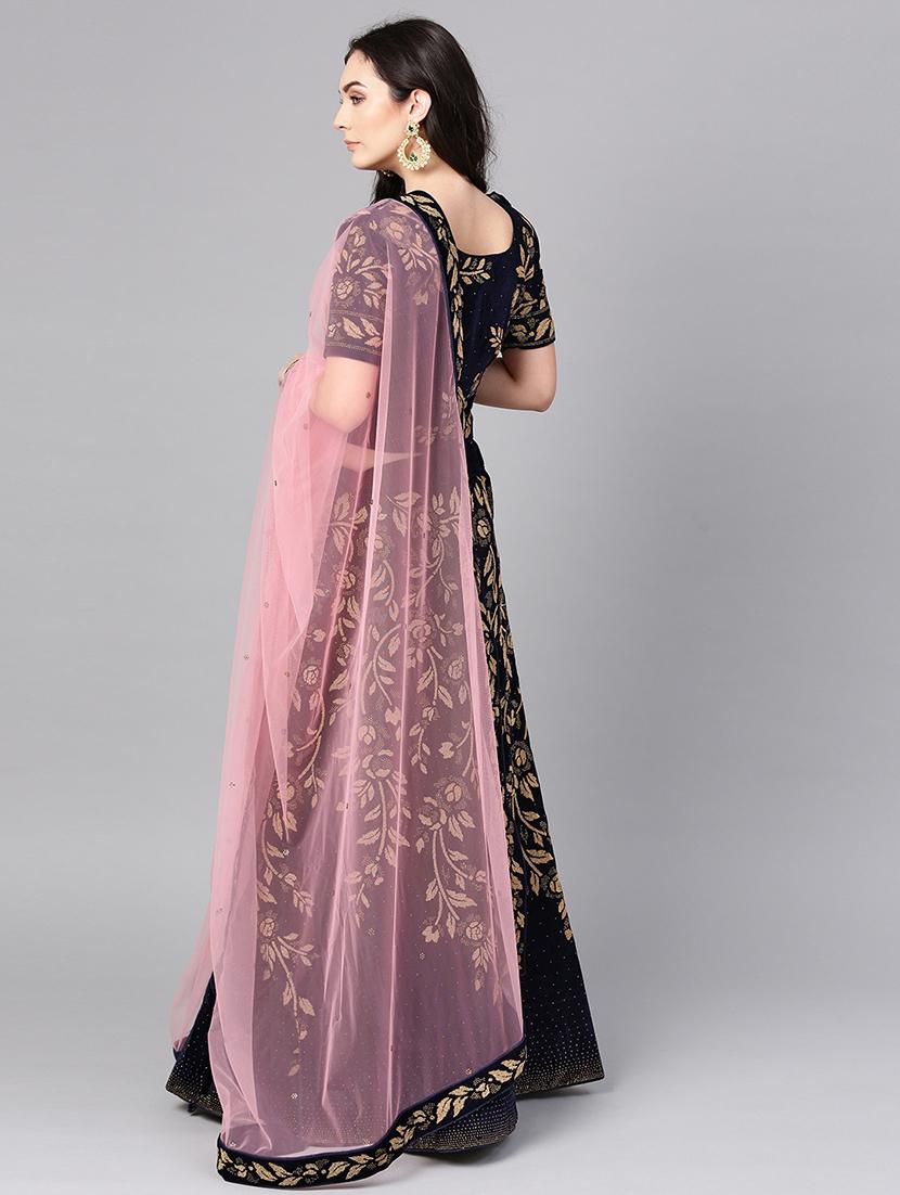 embroidered floral blue flared lehenga - 15839997 - Zoom Image - 3