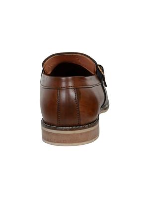 brown leatherette slip on monk straps - 15840261 - Standard Image - 3