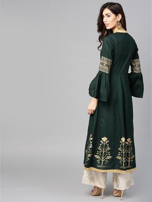 floral printed flared kurta - 15840641 - Standard Image - 3