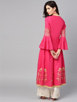 floral printed flared kurta - 15840642 - Standard Image - 3
