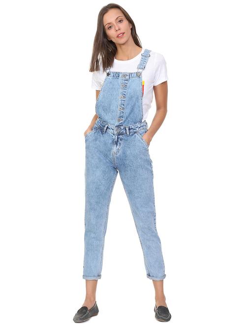 turn up hem button detail dungaree - 15840930 - Standard Image - 1