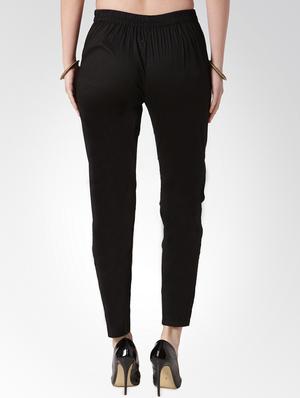 black solid flat front trousers - 15842378 - Standard Image - 3