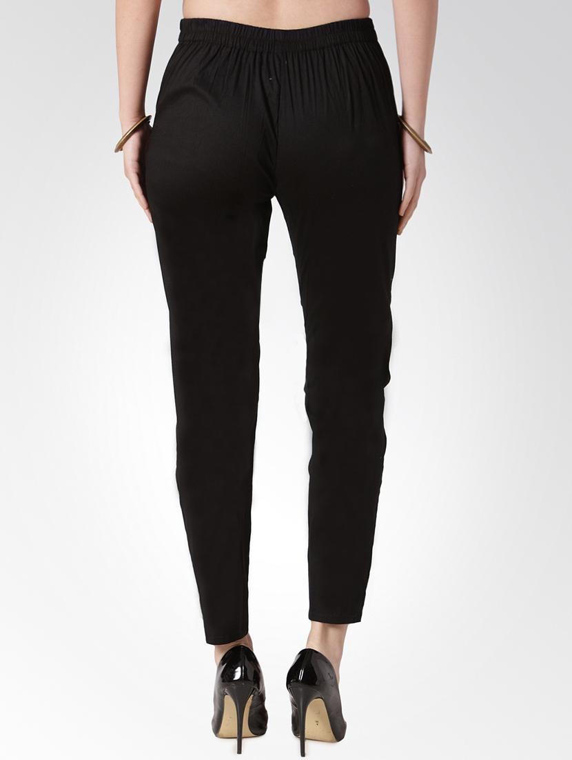 black solid flat front trousers - 15842378 - Zoom Image - 3