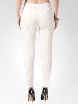 White solid flat front trousers - 15842393 - Standard Image - 3