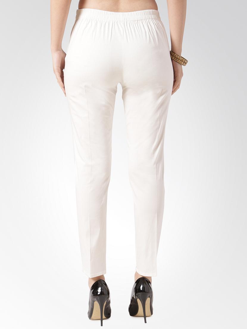 White solid flat front trousers - 15842393 - Zoom Image - 3