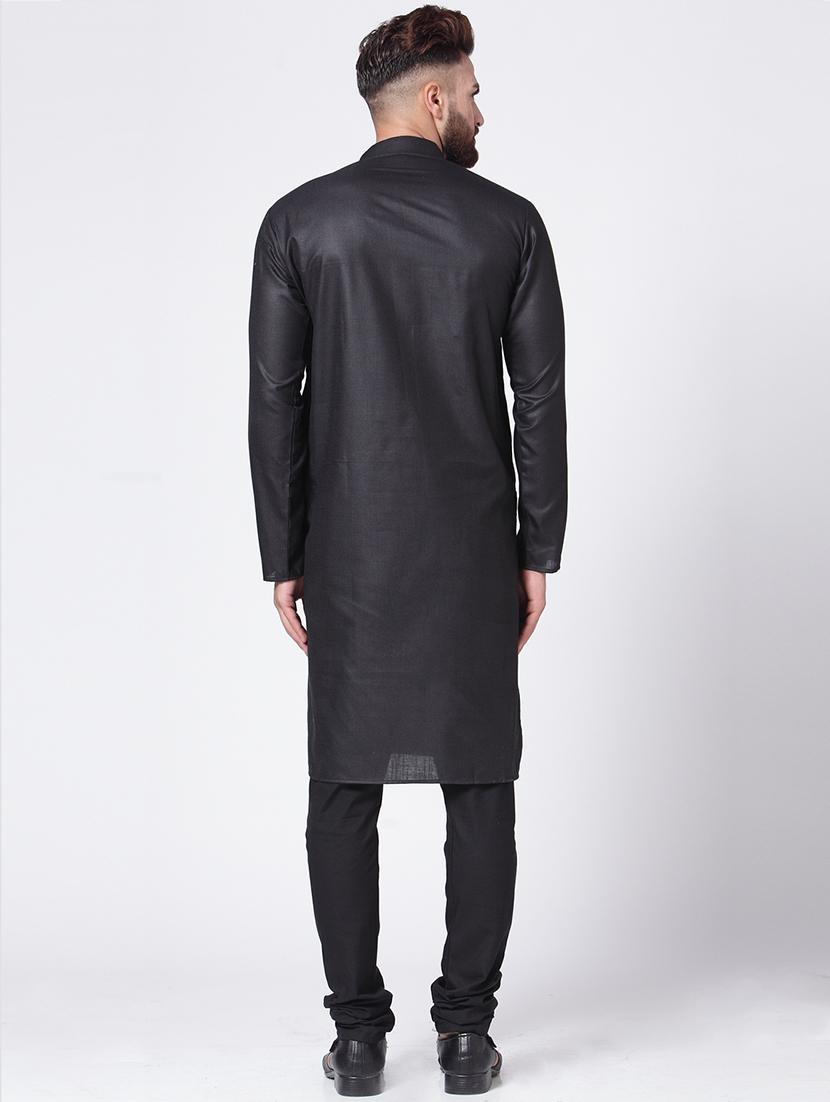 black cotton kurta pyjama set - 15843069 - Zoom Image - 3