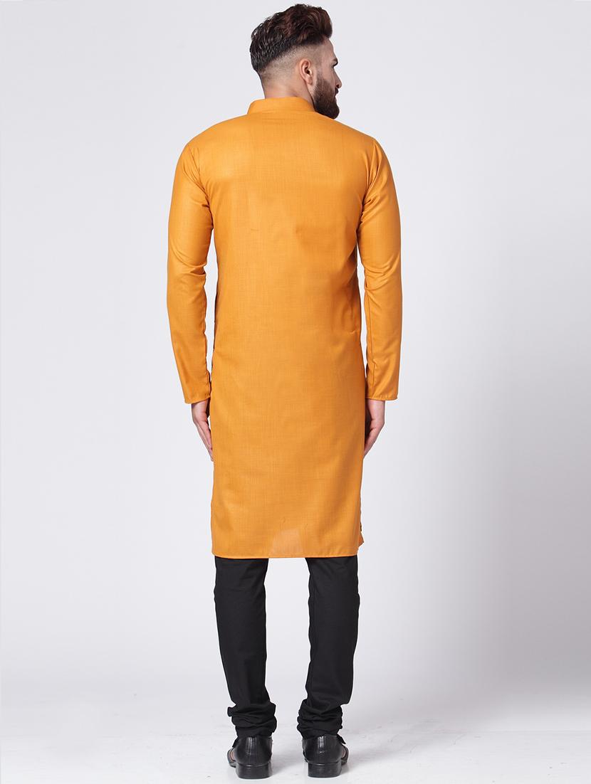 yellow cotton kurta pyjama set - 15843073 - Zoom Image - 3
