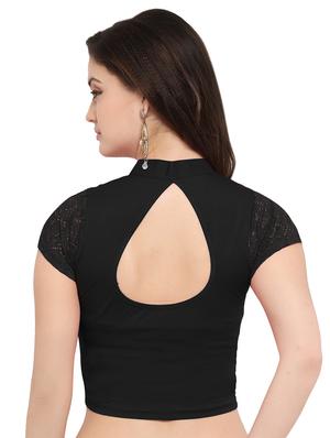 net sleeved solid blouse - 15846883 - Standard Image - 3