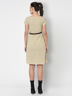 round neck striped belted dress - 15846936 - Standard Image - 3