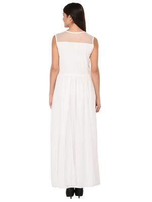 sheer yoke floral maxi dress - 15847997 - Standard Image - 3