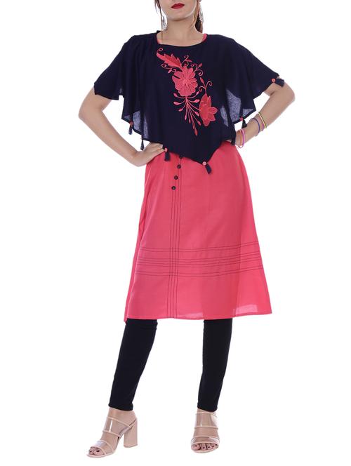 Embroidered a-line kurta - 15849107 - Standard Image - 1