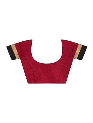 contrast border woven saree with blouse - 15849397 - Standard Image - 3