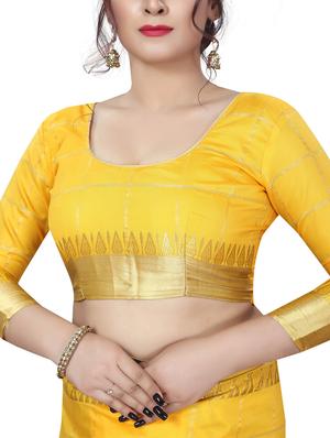 zari checkered mysore silk saree with blouse - 15850340 - Standard Image - 3