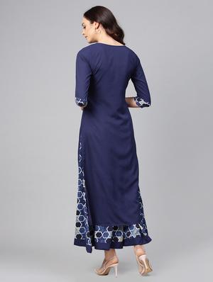printed yoke kurta palazzo set - 15850437 - Standard Image - 3