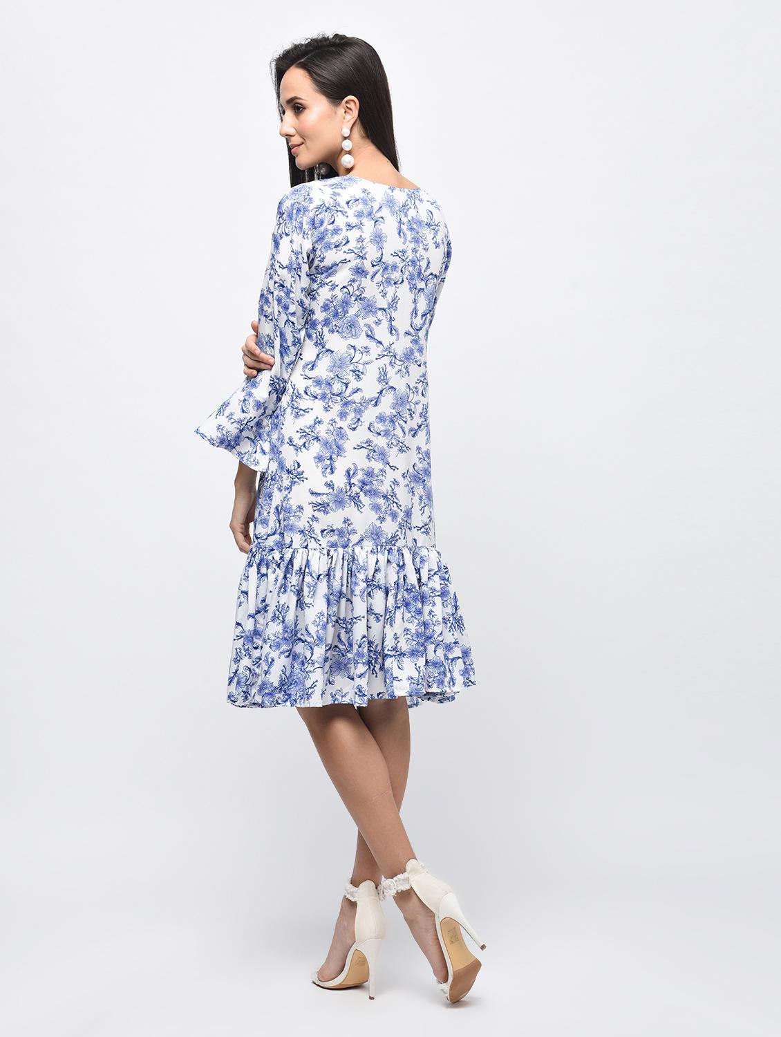gather detail floral a-line dress - 15850603 - Zoom Image - 3