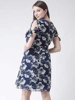 floral side tie up sleeved belted dress - 15852312 - Standard Image - 3