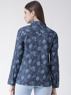 frill detail floral denim shirt - 15852323 - Standard Image - 3