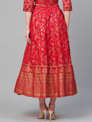 Foil printed silk blend flared skirt - 15852420 - Standard Image - 3