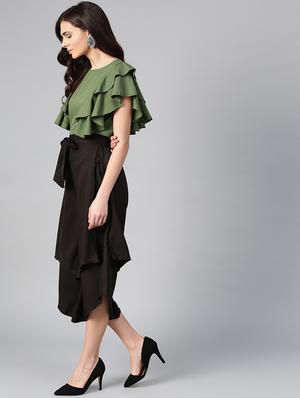 ruffle detail top & layered culottes set - 15855195 - Standard Image - 3