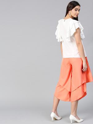 ruffle detail top & layered culottes set - 15855197 - Standard Image - 3