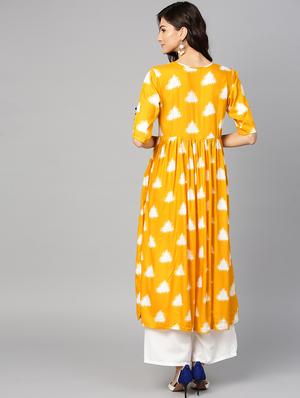 flared geometrical kurta - 15855229 - Standard Image - 3