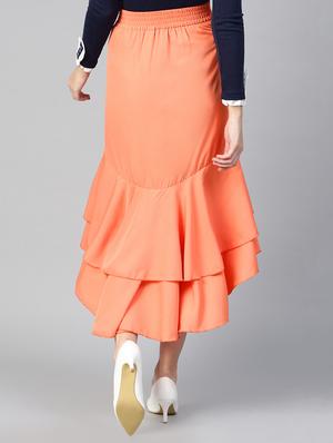 tie-knot waist ruffled high-low skirt - 15856049 - Standard Image - 3