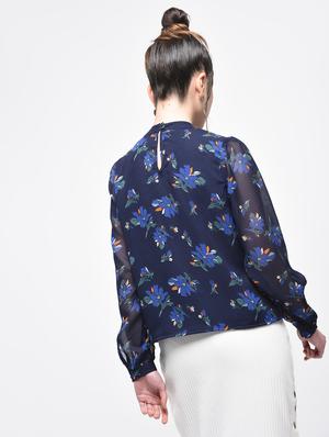 navy mock neck floral top - 15857063 - Standard Image - 3