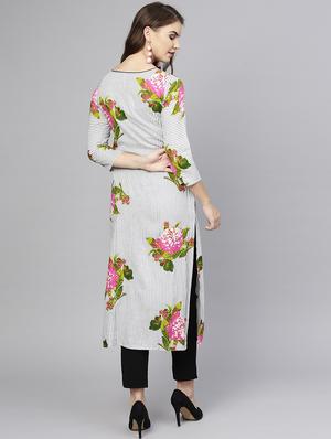 Stripes straight kurta - 15857124 - Standard Image - 3