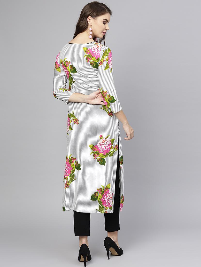 Stripes straight kurta - 15857124 - Zoom Image - 3