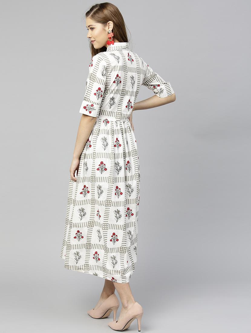 floral checkered flared dress - 15857171 - Zoom Image - 3