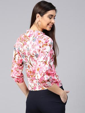 concealed placket floral top - 15857205 - Standard Image - 3