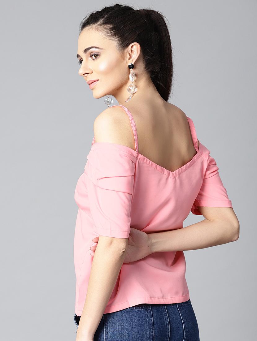 button up cold shoulder top - 15857227 - Zoom Image - 3